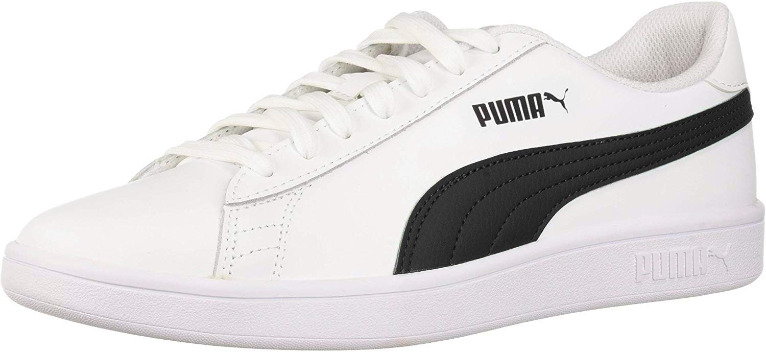 PUMA Men's Smash V2 Casual Sneaker - White or Black Mens Tennis Shoes (White/Black, 8) - image 1 of 8