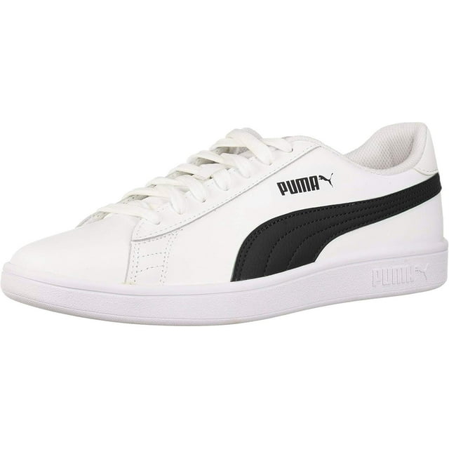PUMA Men's Smash V2 Casual Sneaker - White or Black Mens Tennis Shoes (White/Black, 8)