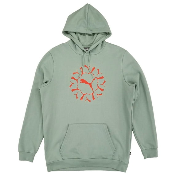 PUMA Mens Big & Tall Green Fig Graphic Pullover Hoodie Sweatshirt LT