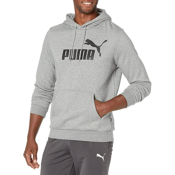 PUMA Mens Essentials Big Logo Fleece Hoodie Large Medium Gray Heather