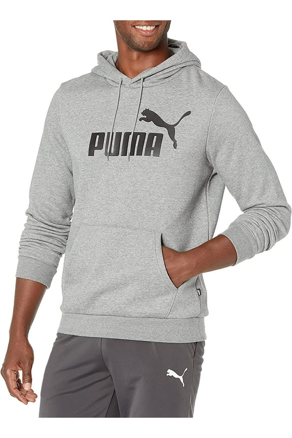 Mens Essentials Big Logo Fleece Hoodie X-Large Medium Gray Heather