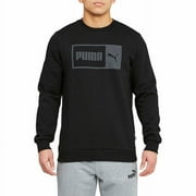 PUMA Mens Fleece Split Graphic Crew Neck Sweatshirt Casual (Black, Medium)