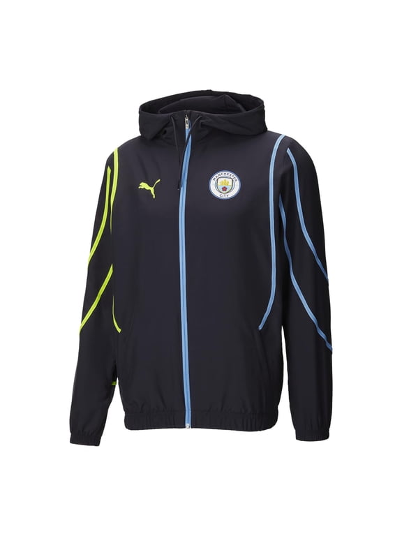 Mens Mcfc Prematch Woven Jacket Athletic Outerwear Casual Full Zip - Blue - Size S