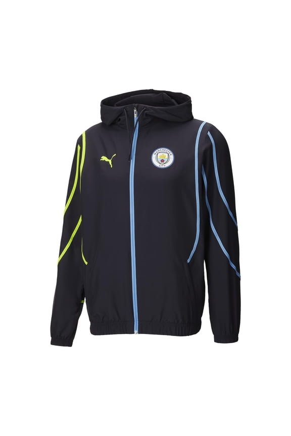 Mens Mcfc Prematch Woven Jacket Athletic Outerwear Casual Full Zip - Blue - Size XL
