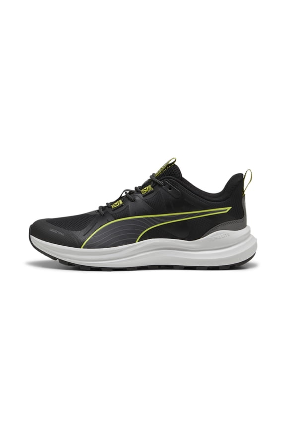 Mens Reflect Lite Trail Running Shoe, PUMA Mens Black-Cool Dark Gray-Lime Pow, 11
