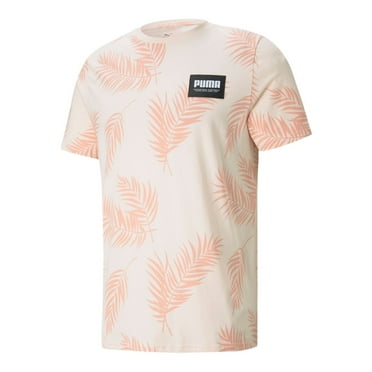 PUMA Mens Summer Court Pink Printed Classic Fit T-Shirt XL