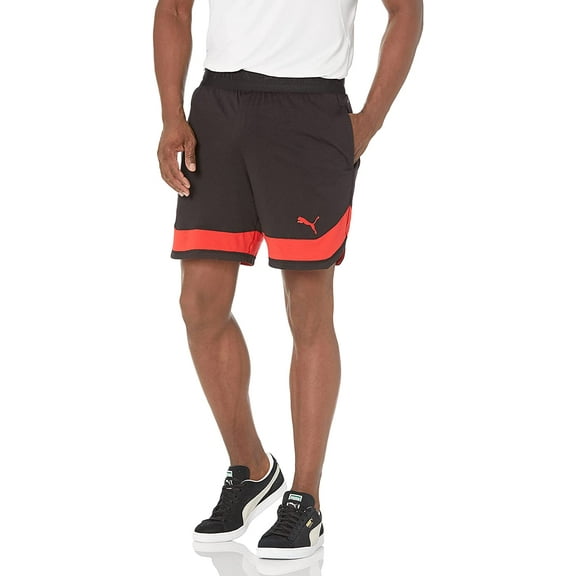 PUMA Mens Train Vent Knit 7 Shorts XX-Large Black/High Risk Red