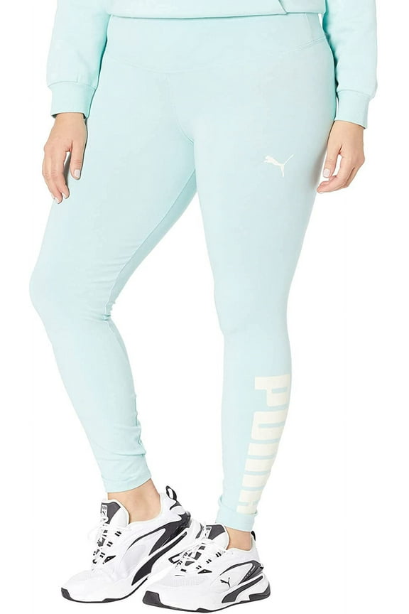 Plus Size Athletic Logo Tights 1X Eggshell Blue/Ivory Glow