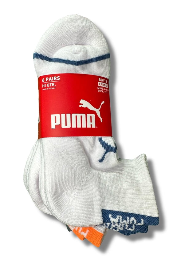 SOCKS BOYS X6 - QUARTER 253 - SOLID ORANGE BL- LARGE SZ SHOE 4-9.5 - 6 PACK