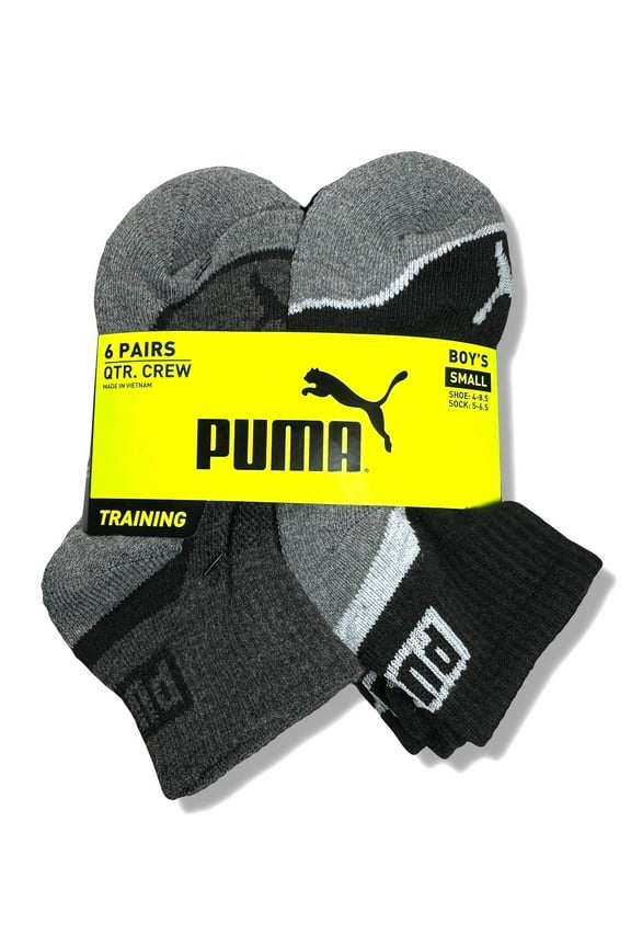 SOCKS BOYS X6 - QUARTER 253 - WAVE GREY DK - SMALL SZ SHOE 4-8.5 - 6 PACK