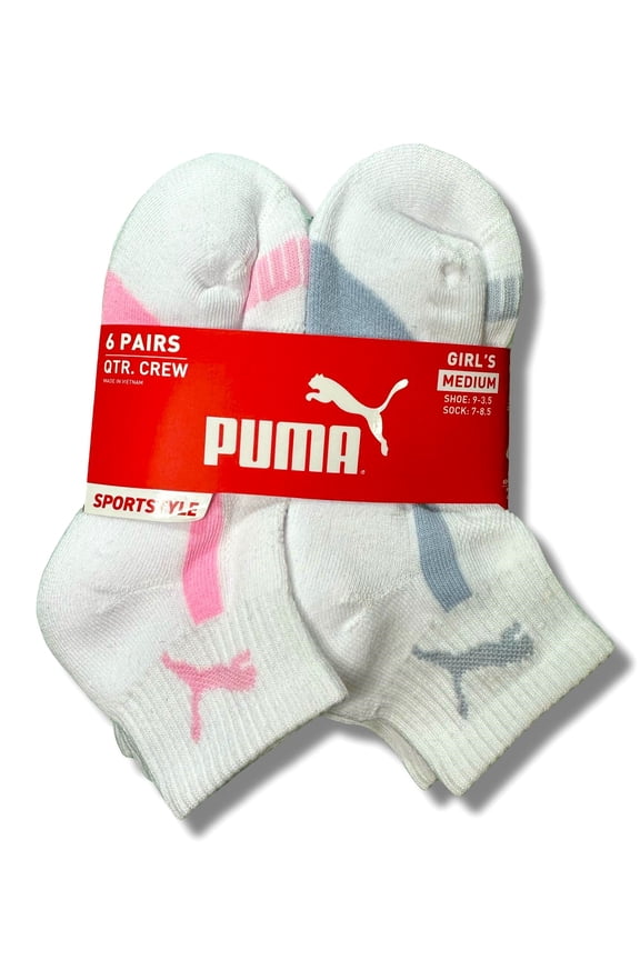 SOCKS GIRLS X6 - QUARTER CUT 253 - PIPE PINK BLU - MEDIUM SHOE 9-3.5 6 PACK