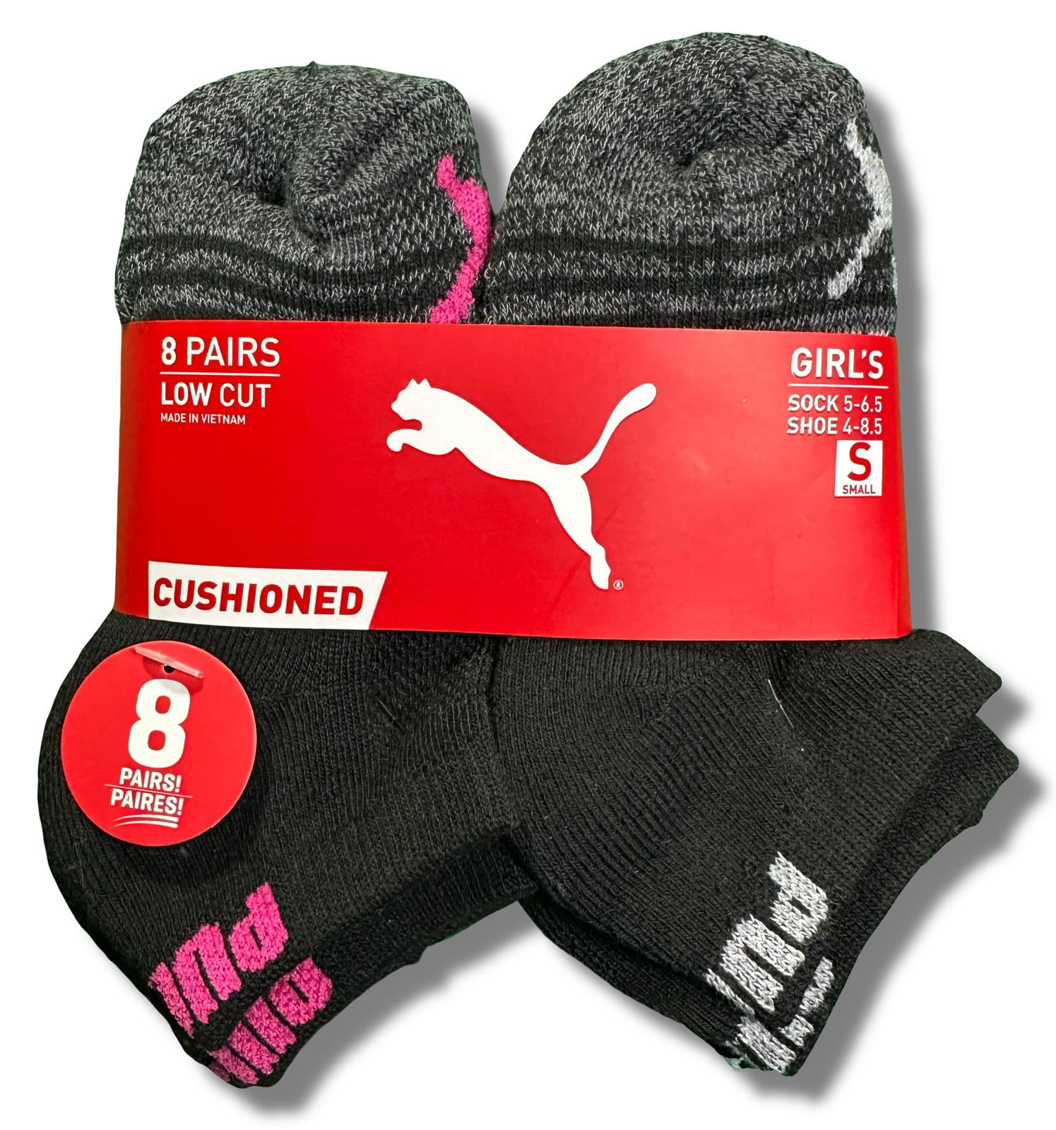 PUMA SOCKS GIRLS X8 - LOW CUT 253 - KATE BLACK - SMALL SHOE 4-8.5 8 ...