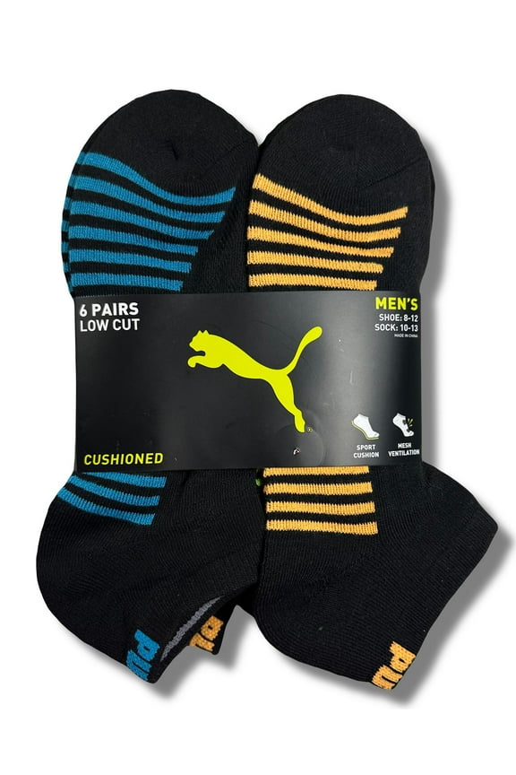 SOCKS MEN'S - LOW CUT - BLISS 253 - BLUE ORANGE - LARGE (10-13) PACK 6 XX