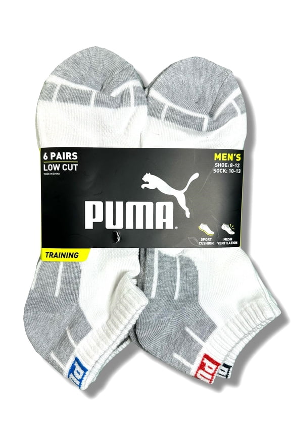 SOCKS MEN'S - LOW CUT - CUBE 253 - WHITE RED BLUE - LARGE (10-13) PACK 6 XX