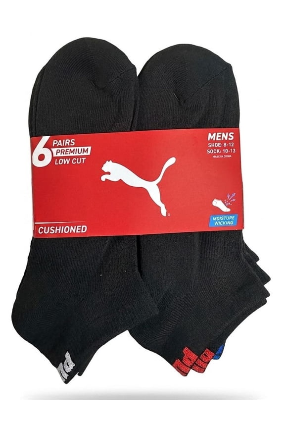 SOCKS MEN'S - LOW CUT - DUSK 263 - BLACK GREY RED - LARGE (10-13) PACK 6 XX