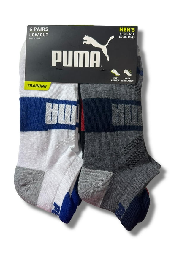 SOCKS MEN'S - LOW CUT - EDGE 243 - BLUE WHITE - LARGE (10-13) PACK 6 XX