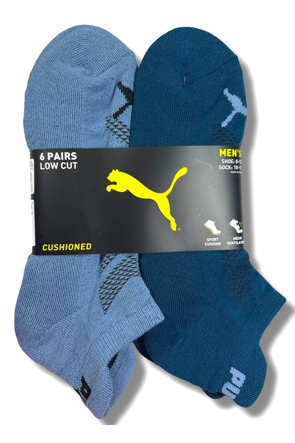 SOCKS MEN'S - LOW CUT - EDGE 253 - BLUE TEAL - LARGE (10-13) PACK 6 XX