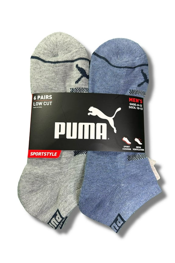 SOCKS MEN'S - LOW CUT - GLEE 253 - GRAY BLUE - LARGE (10-13) PACK 6 XX