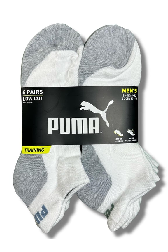 SOCKS MEN'S - LOW CUT - NEXO 253 - WHITE GREY - LARGE (10-13) PACK 6 XX