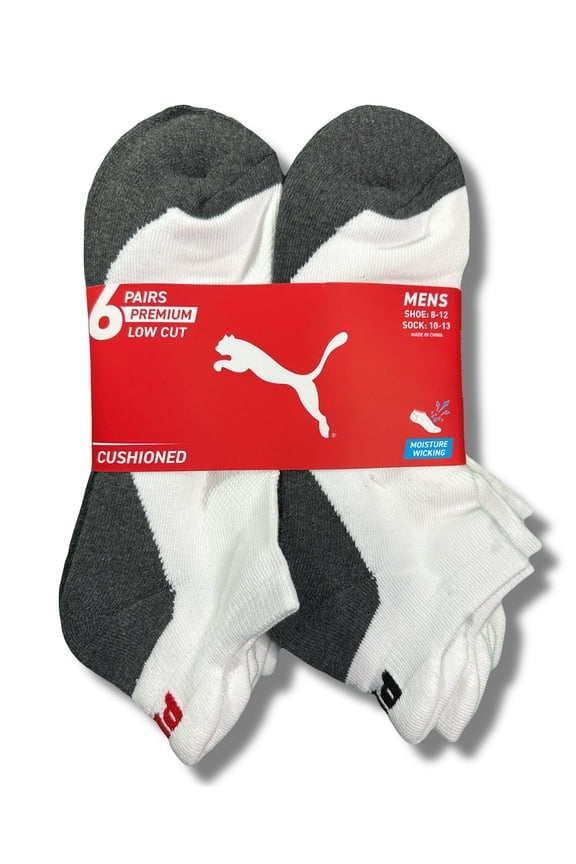 SOCKS MEN'S - LOW CUT - NEXO 253 - WHITE L GREY - LARGE (10-13) PACK 6 XX