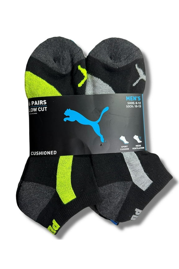 SOCKS MEN'S - LOW CUT - PIPE 243 - BLACK YELLOW - LARGE (10-13) PACK 6 XX