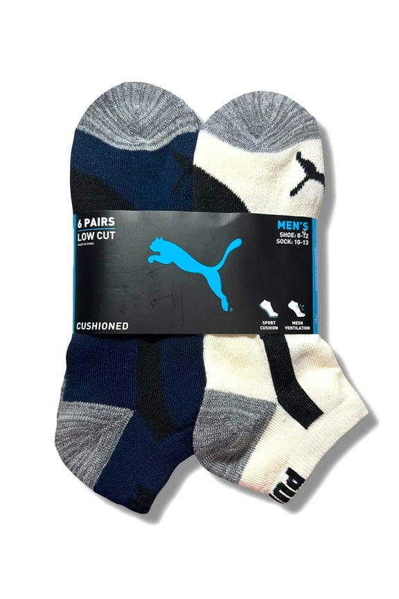 SOCKS MEN'S - LOW CUT - PIPE 243 - NAVY CREAM - LARGE (10-13) PACK 6 XX