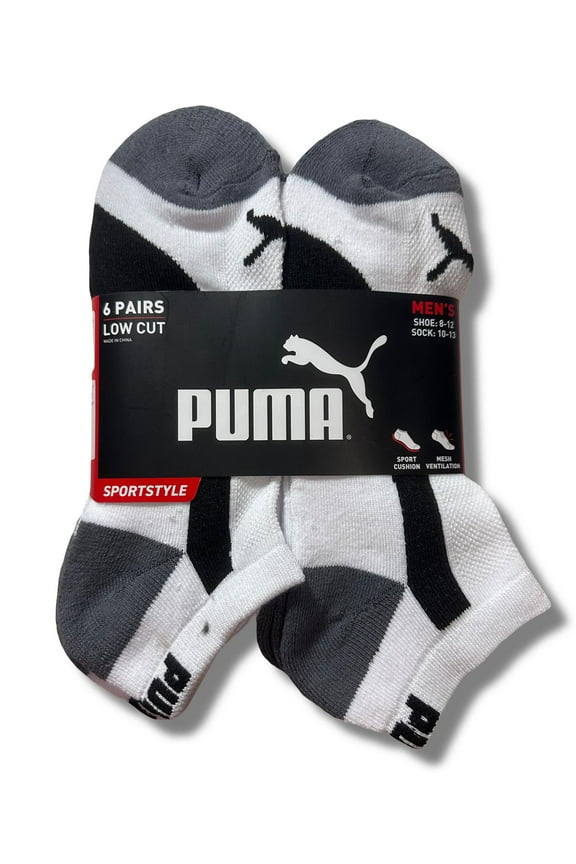 SOCKS MEN'S - LOW CUT - PIPE 243 - WHITE BLACK - LARGE (10-13) PACK 6 XX