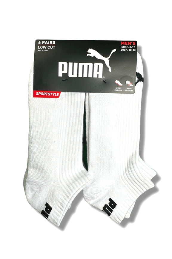 SOCKS MEN'S - LOW CUT - RIBBED 253 - WHITE - LARGE (10-13) PACK 6 XX