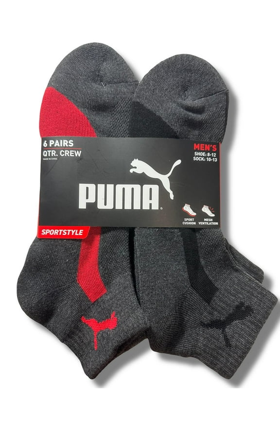 SOCKS MEN'S - QUARTER CUT - PIPE 243 - RED BLACK- LARGE (10-13) PACK 6 XX