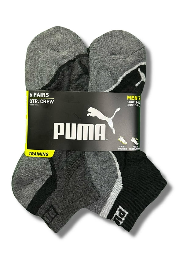 SOCKS MEN'S - QUARTER CUT - WAVE 253 - BLACK GREY - LARGE (10-13) PACK 6 XX