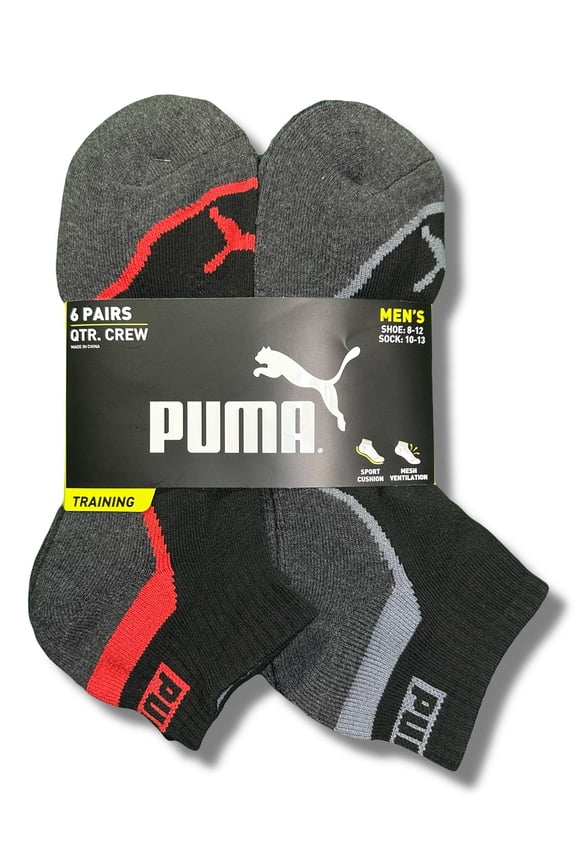 SOCKS MEN'S - QUARTER CUT - WAVE 253 - RED BLACK - LARGE (10-13) PACK 6 XX