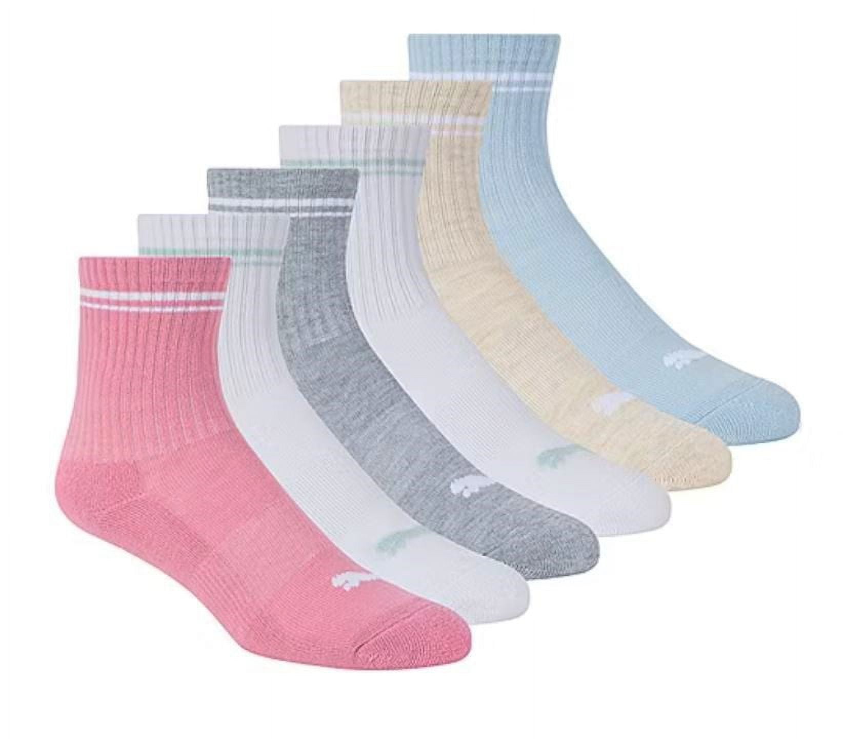 PUMA SOCKS WOMEN'S - LOW CREW 243 - LINE 2 PINK MULTI - SHOE SZ 5-9.5 - PACK 6