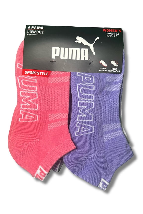 SOCKS WOMEN'S - LOW CUT 253 - SLATE HOT PINK PURPLE - SHOE SZ 5-9.5 -PACK 6
