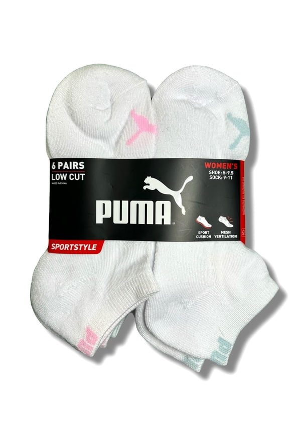 SOCKS WOMEN'S - LOW CUT 253 - SOLID 3 - SOLID WH PK - SHOE SZ 5-9.5 -PACK 6