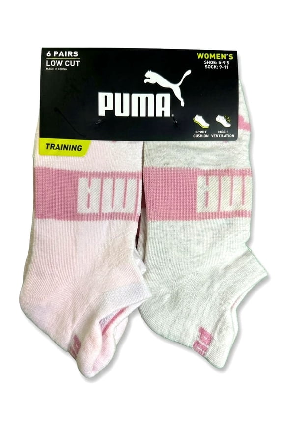 SOCKS WOMEN'S - LOW CUT 263 - EDGE PINK CREAM - SHOE SZ 5-9.5 -PACK 6