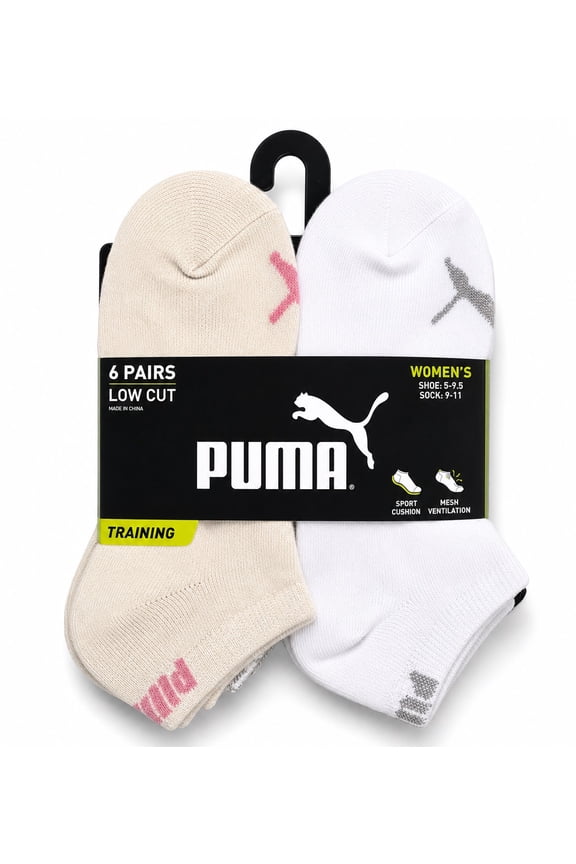 SOCKS WOMEN'S - LOW CUT 263 - FERN SAND WHITE - SHOE SZ 5-9.5 -PACK 6