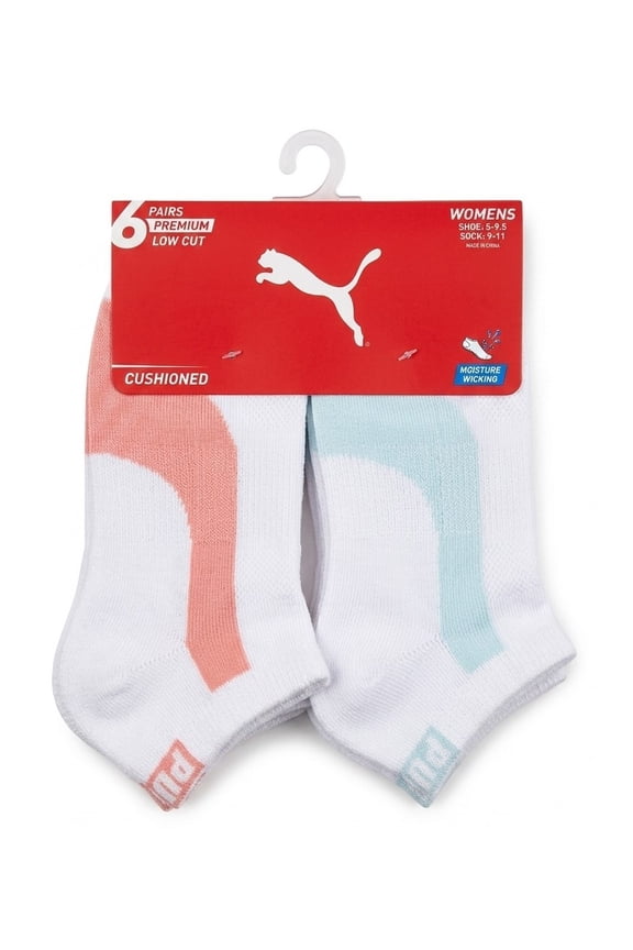 SOCKS WOMEN'S - LOW CUT 263 - PIPE PEACH LIGHT BLUE- SHOE SZ 5-9.5 - PACK 6