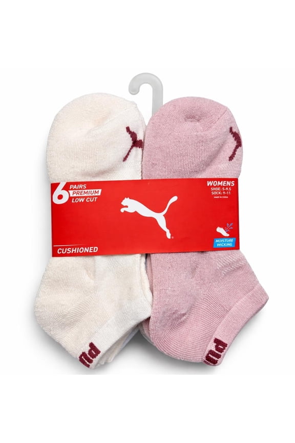 SOCKS WOMEN'S - LOW CUT 263 - SOLID 3 - CREAM PINK - SHOE SZ 5-9.5 -PACK 6
