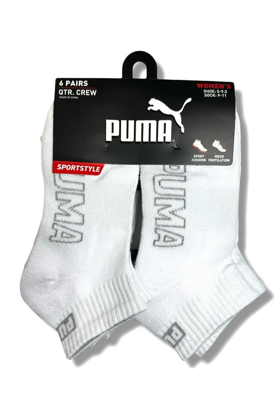 SOCKS WOMEN'S - QUARTER 253 - SLATE WHITE GREY - SHOE SZ 5-9.5 -PACK 6