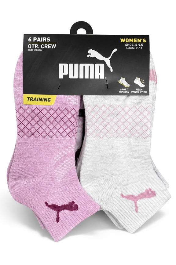 SOCKS WOMEN'S - QUARTER CUT 263 - NET PINK CREAM - SHOE SZ 5-9.5 - PACK 6
