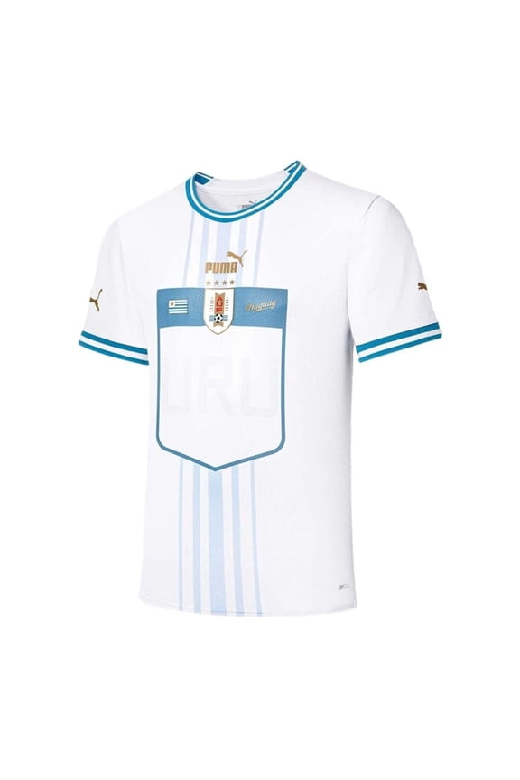 Uruguay Men's Away Soccer Jersey 2022 White (US, Alpha, Small, Regular, Regular, White)
