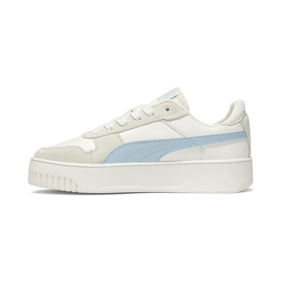 PUMA Women's CARINA STREET SUEDE Sneaker, Warm White-Frosted Ivory-Silver Sky, 10