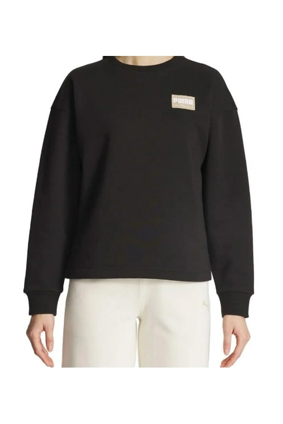 Women's Fleece Crewneck Sweatshirt Badge (Black, M)
