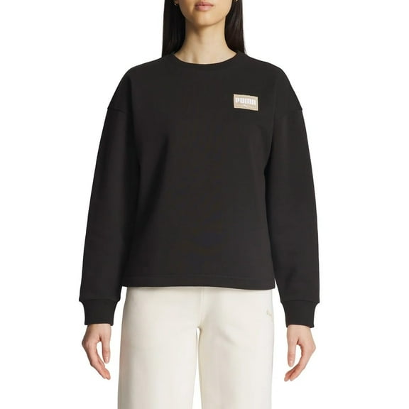 PUMA Women's Fleece Crewneck Sweatshirt Badge (Black, XL)