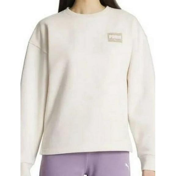 PUMA Women's Fleece Crewneck Sweatshirt Badge (Tan, L)
