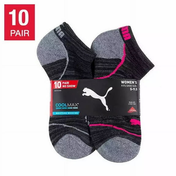 PUMA Womens Comfort Toe No Show Socks 10 Pair