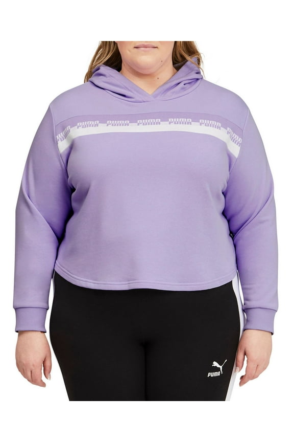 Womens Plus Size Amplified Cropped Hoodie,Light Lavender,1X