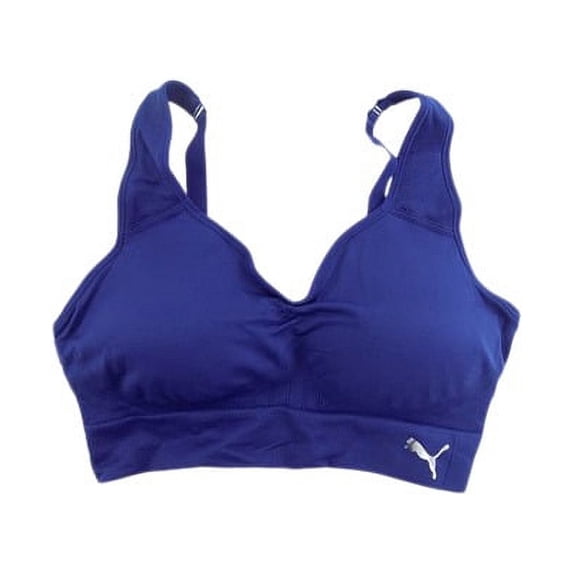 PUMA Womens Removable Cups Racerback Sports Bra 1 Pack,Blue,Small