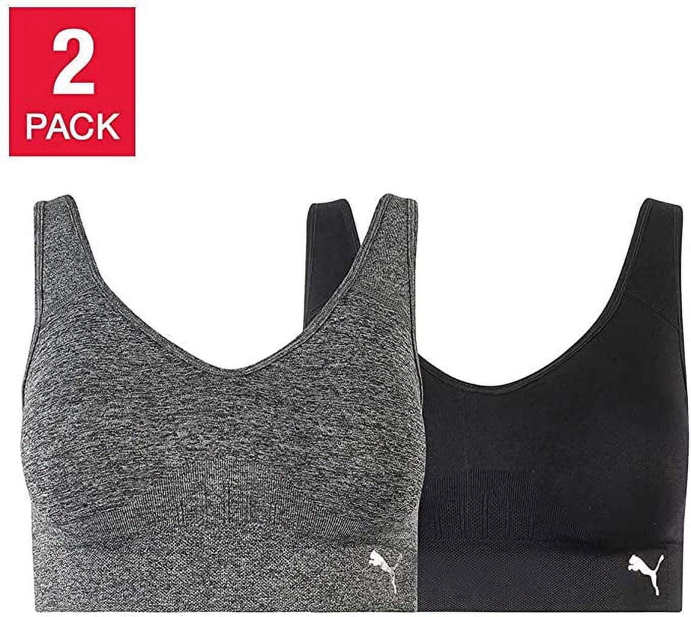 PUMA Womens Removable Cups Racerback Sports Bra 2 Pack at
