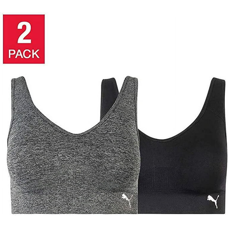 PUMA Womens Removable Cups Racerback Sports Bra 2 Pack